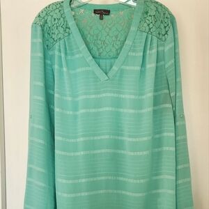 Market & Spruce, Lacy Long Sleeve Blouse, L